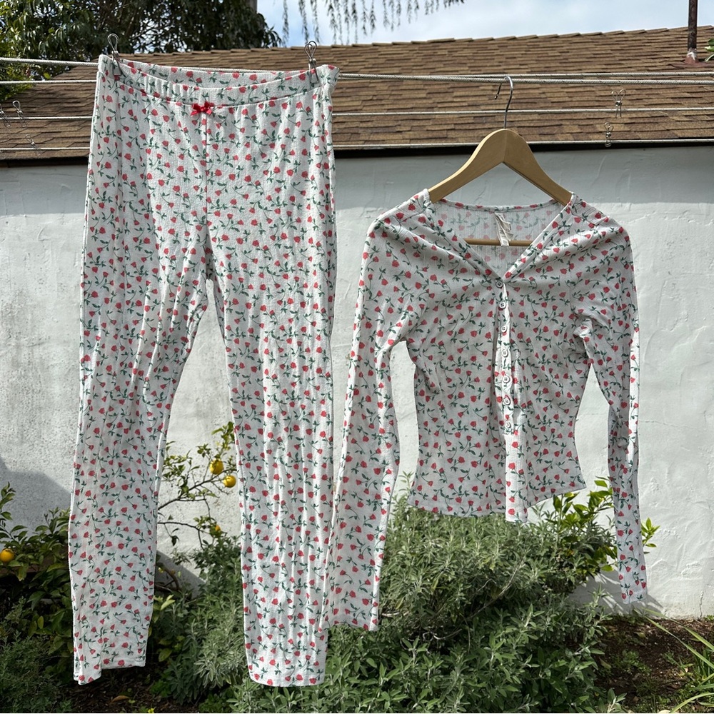 For Love And Lemons Pointelle Pajama Set L